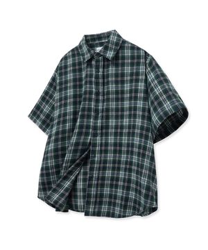 87-STAN207 클래식 빈티지 오버핏 반팔 체크 셔츠 그린
