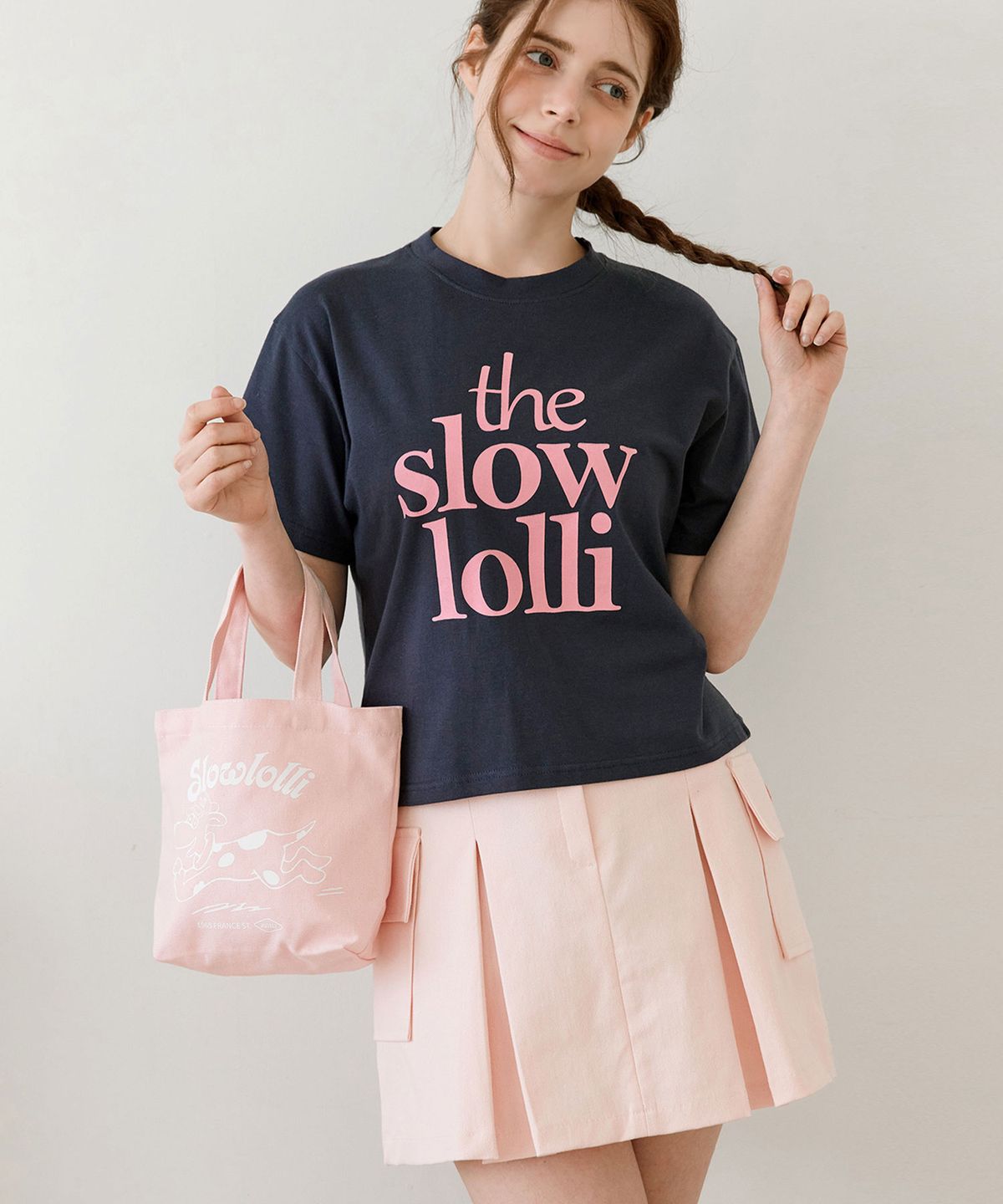 슬로우롤리(SLOWLOLLI) Slow logo crop t-shirt_2 Colors