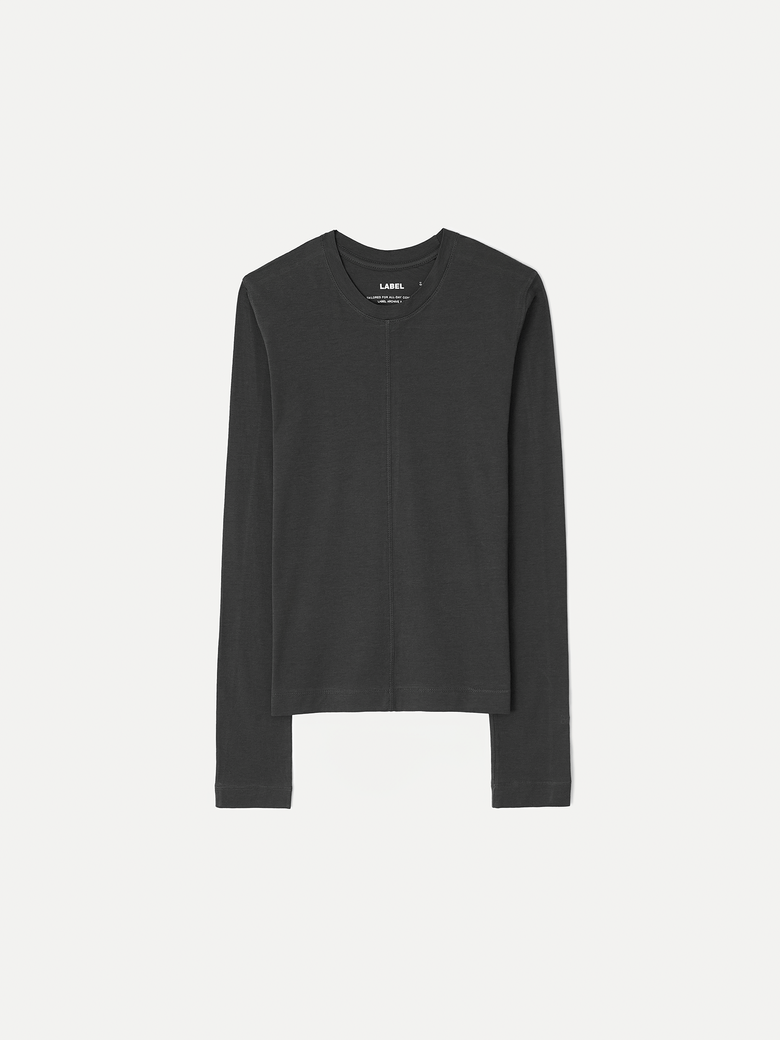 W Gia long sleeve cotton top coal
