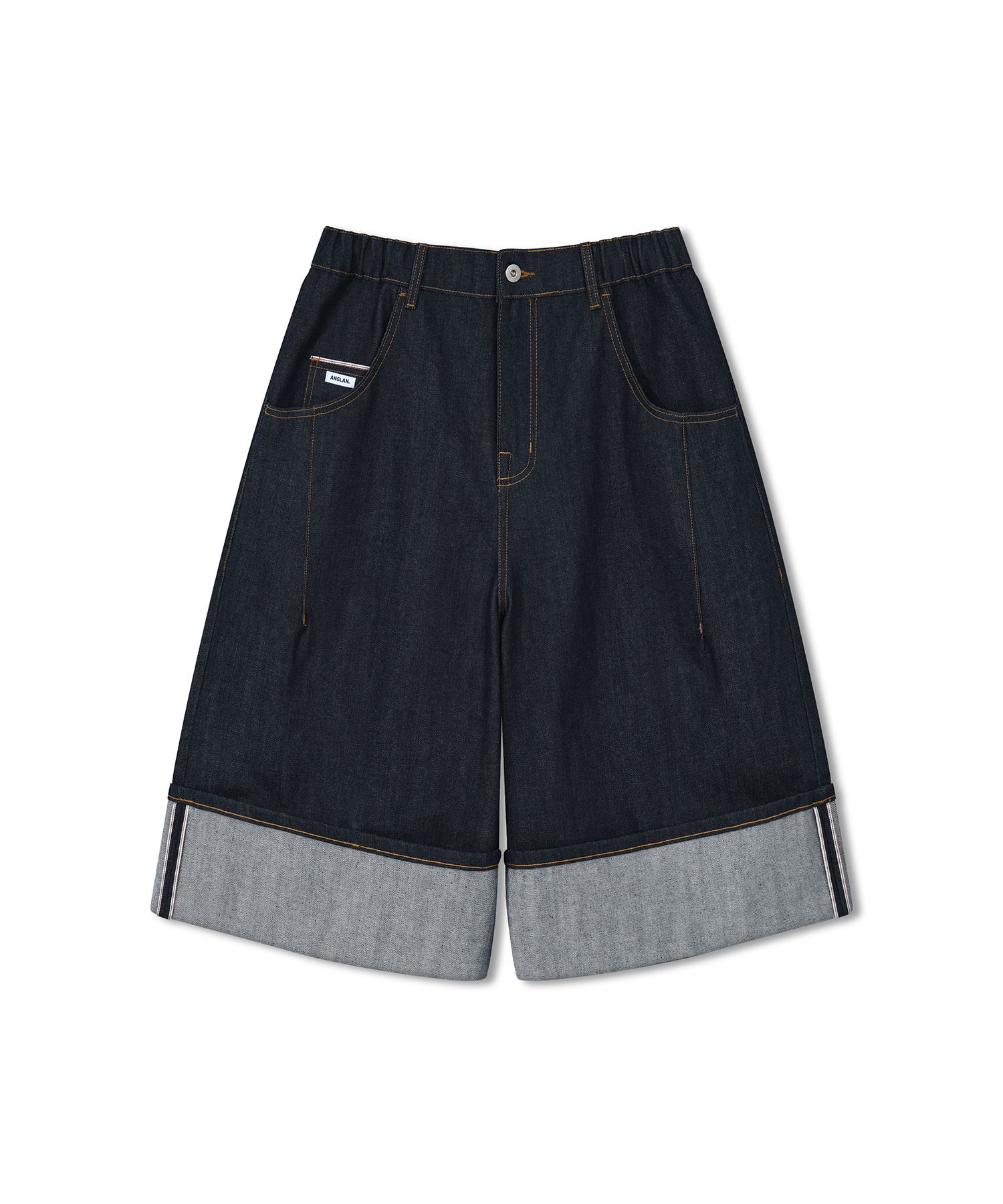【ANGLAN】25SS★ [AG] Turn-up Selvedge Denim Half Pants ANGLAN】25SS☆ [AG] Turn-up Selvedge Denim Half Pants