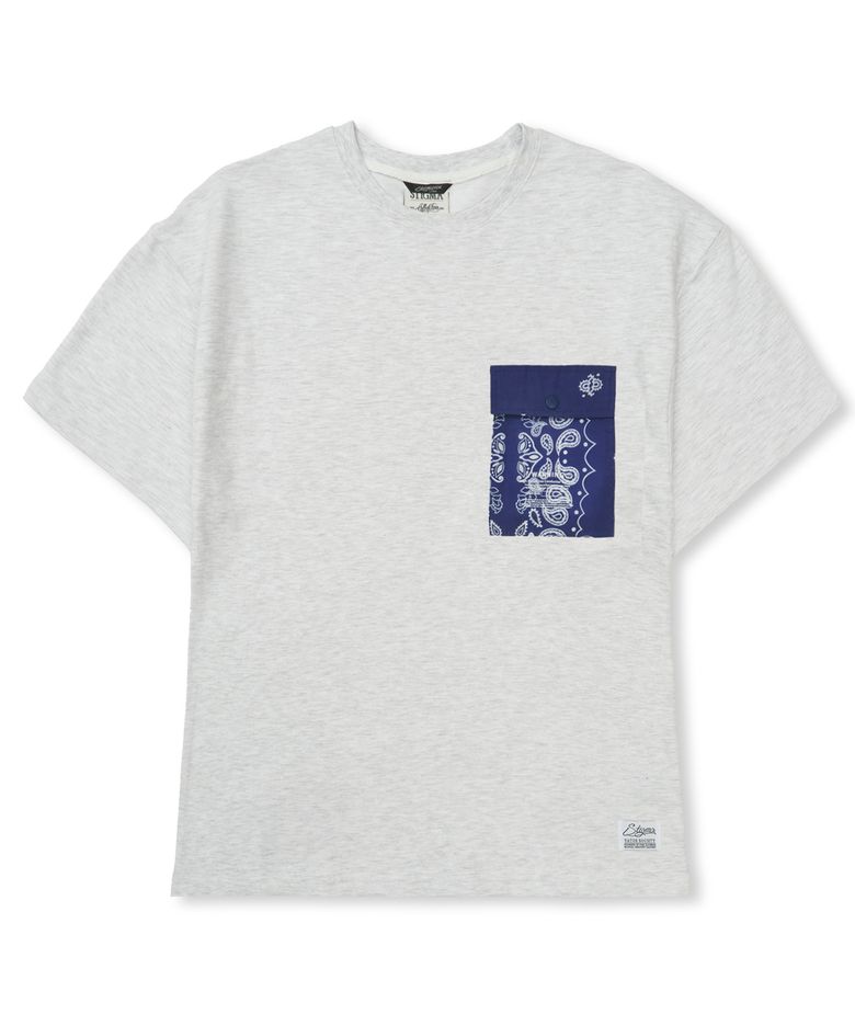 Paisley Pocket Semi-oversized T-shirts White Melange