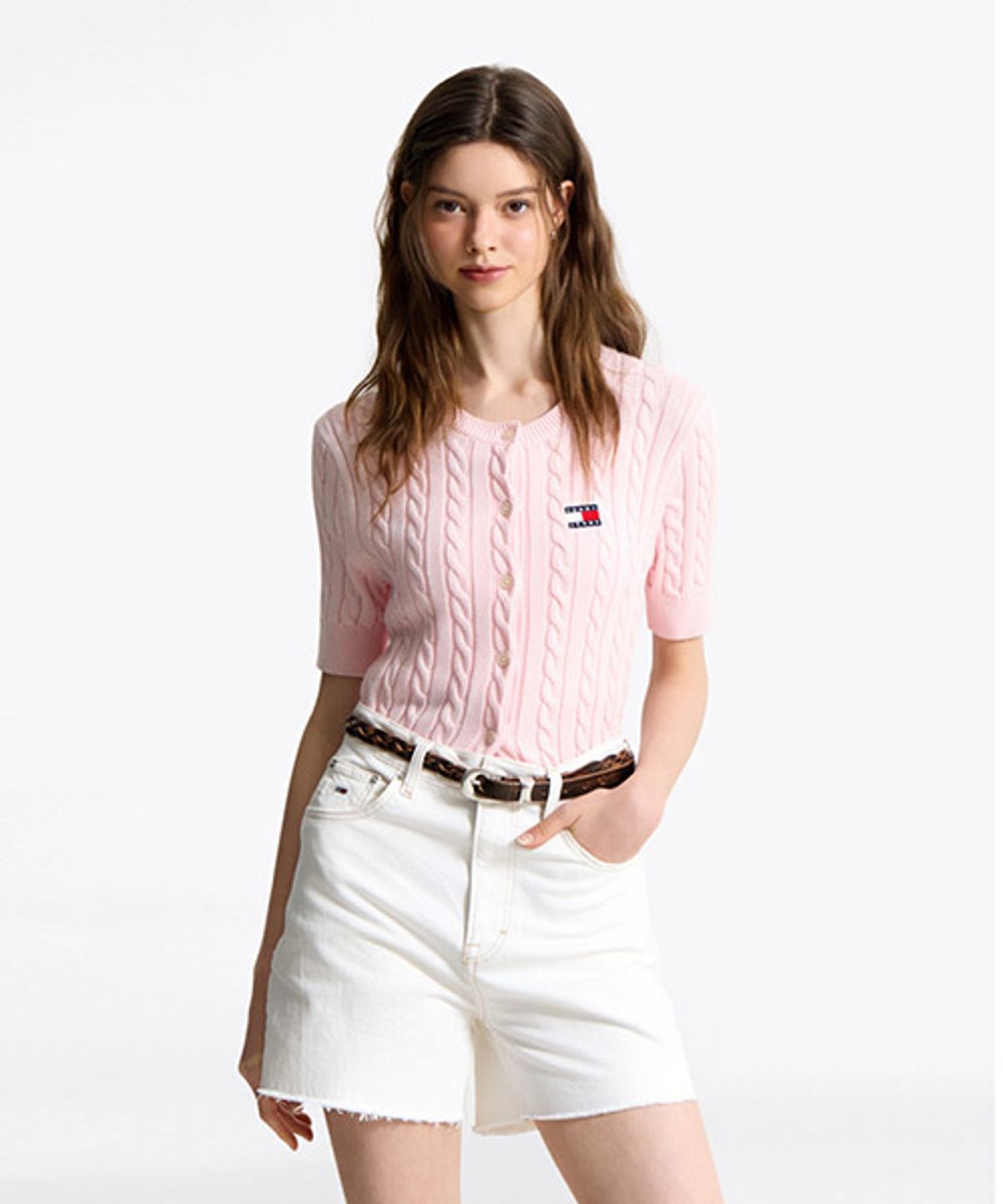 타미진스(TOMMY JEANS) 서머 케이블 가디건 (T32F1KCD05TWT2TH3)