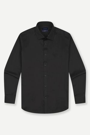 면 혼방 스트레치 솔리드 슬림핏 셔츠 블랙 YEESBS166BK