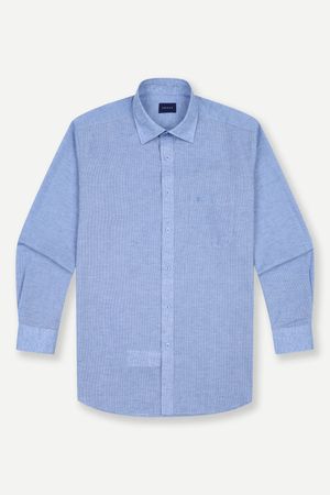 린넨 혼방 일반핏 셔츠  블루 YEESBR123BL