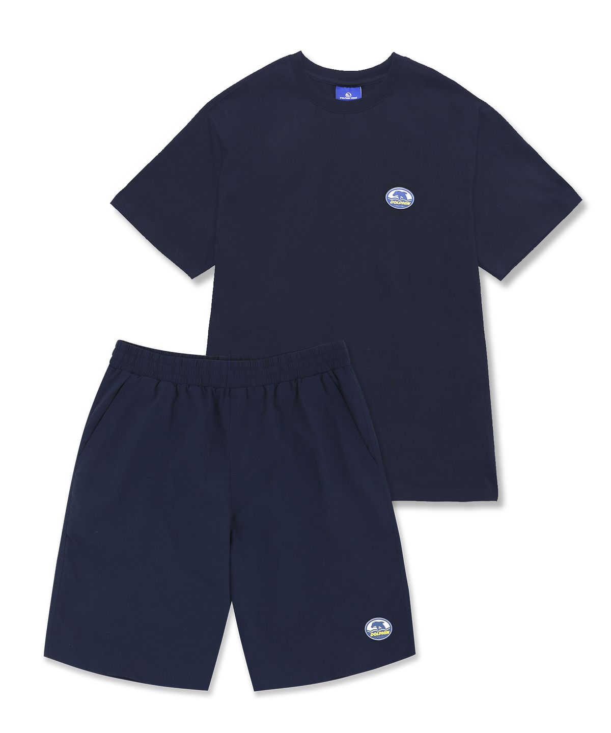 돌핀웨이브어패럴(DOLPHIN WAVE APPAREL) [세트] 돌핀 실리콘와펜 반팔 티셔츠 + 실리콘와펜 루즈핏 타슬란반바지
