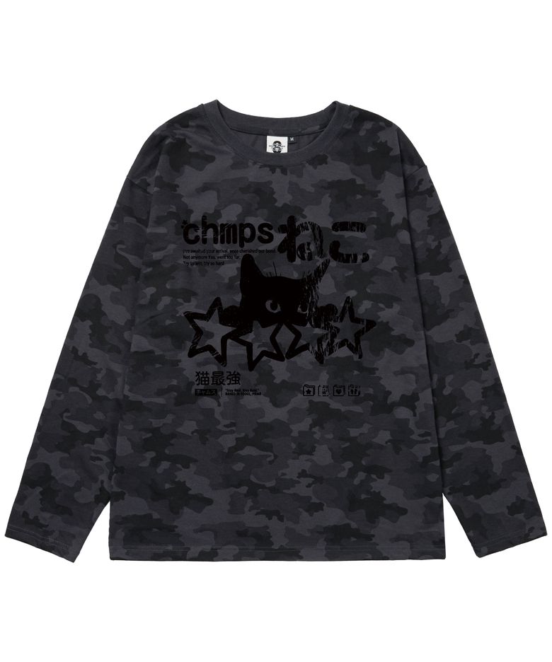[3 COLORS] VTG CHAMPS NEKO 오버핏 카모 롱 슬리브 B25ST48
