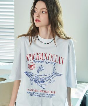 오션 웨일 반팔티 화이트