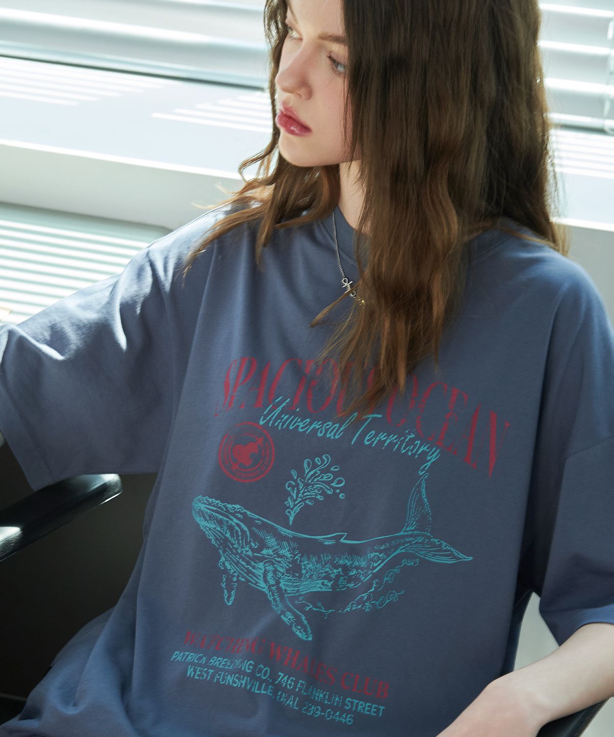 꼼파뇨(CPGN STUDIO) 오션 웨일 반팔티 틸블루