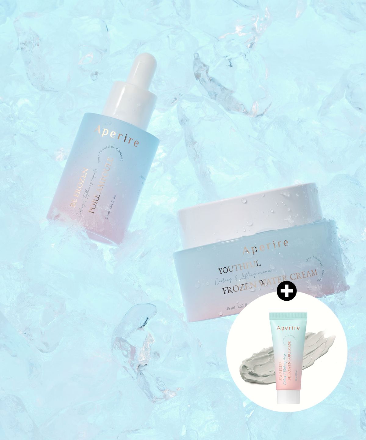 아페리레(APERIRE) [+쿨링팩 20ml] 비 프로즌 포어 쿨링 앰플 30ml+프로즌 워터 쿨링 크림 45ml