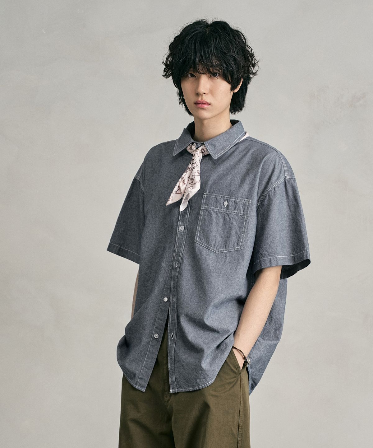 데케트(DECET) Chambray Over Short Shirt DCSH012LightBlue