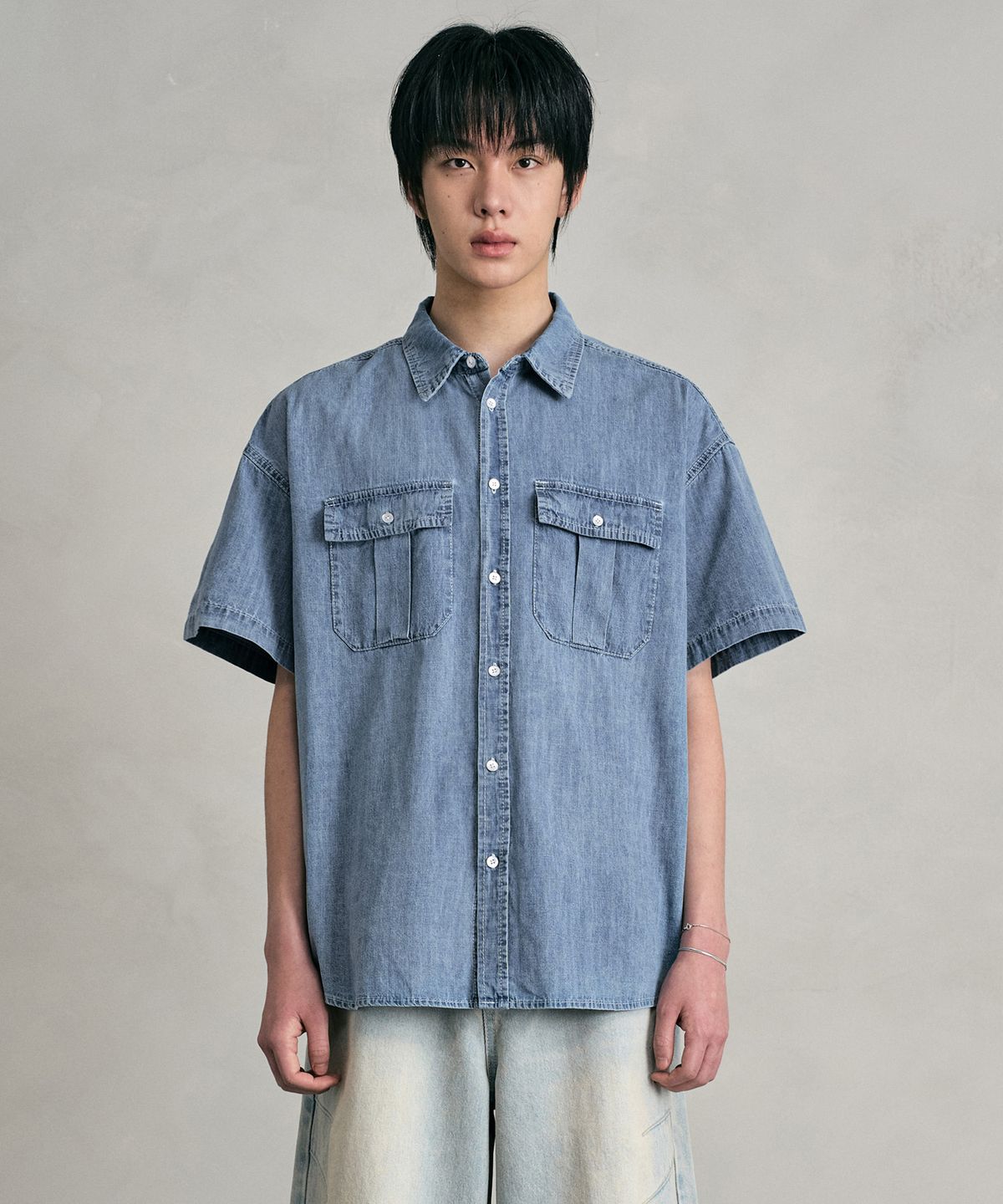 데케트(DECET) Denim Work Short Shirts DCSH010LightBlue