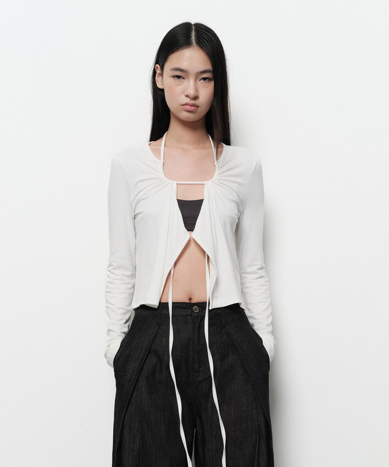 【DIAGONAL】STRING WRAP TOP MUSINSA | DIAGONAL STRING WRAP TOP (black)