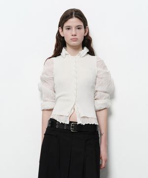 FLOWER BUTTON KNIT VEST (ivory)