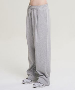 원턱 자이언트 핏 프레시 와이드 슬렉스 스웨트 팬츠 W 멜란지그레이