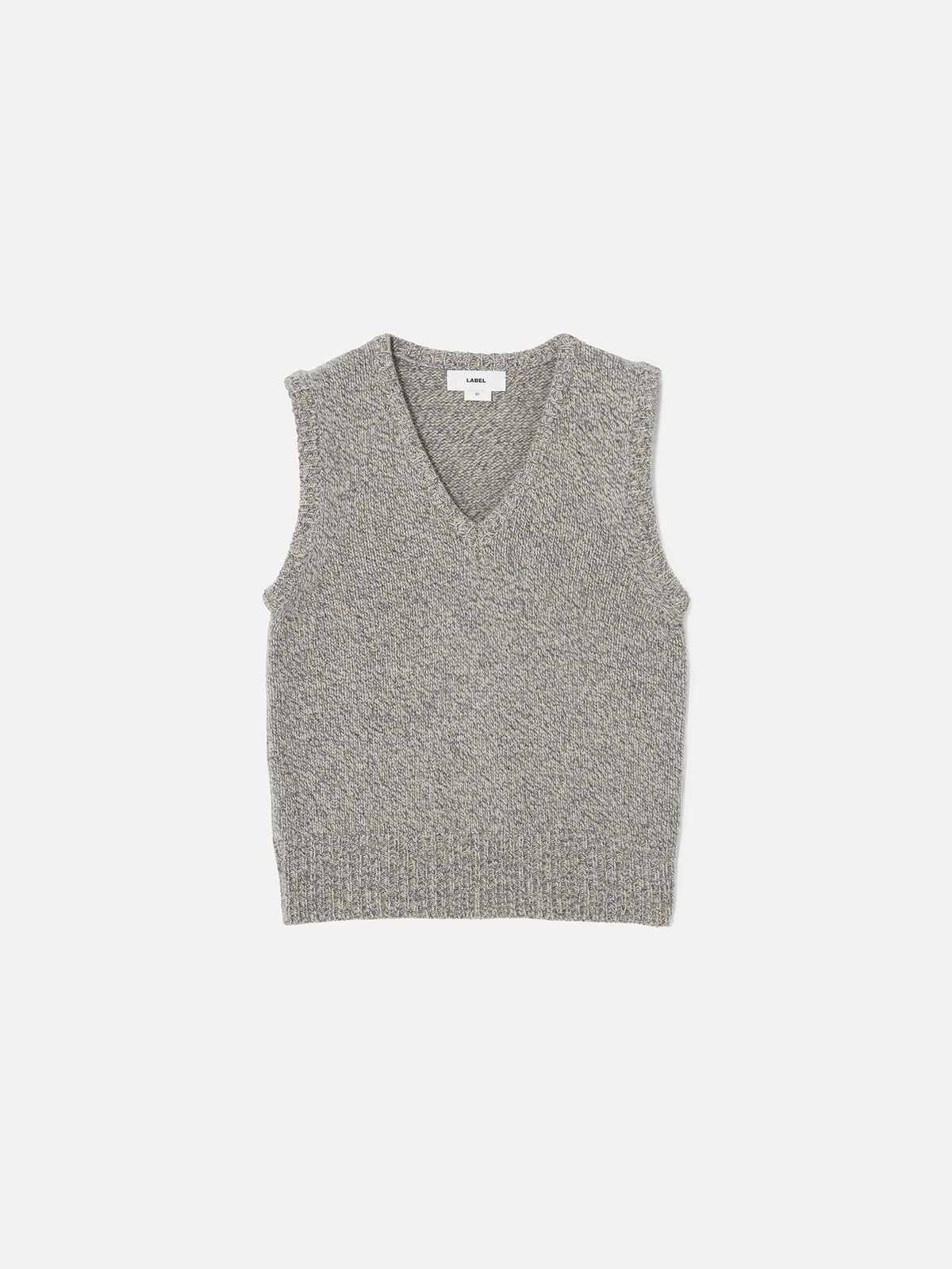 라벨아카이브(LABELARCHIVE) W Karo trim knit vest mushroom