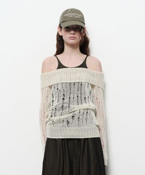 OFF SHOULDER DAMAGE KNIT (ivory)