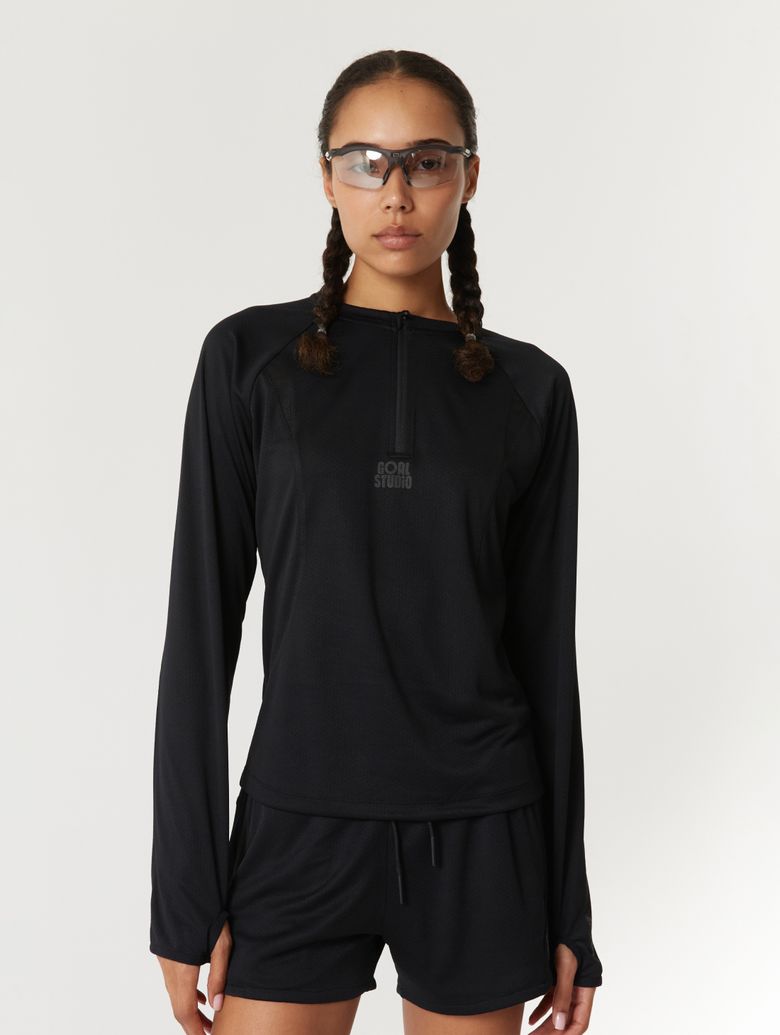 WS LONG SLEEVE QUARTER ZIP-UP-BLACK