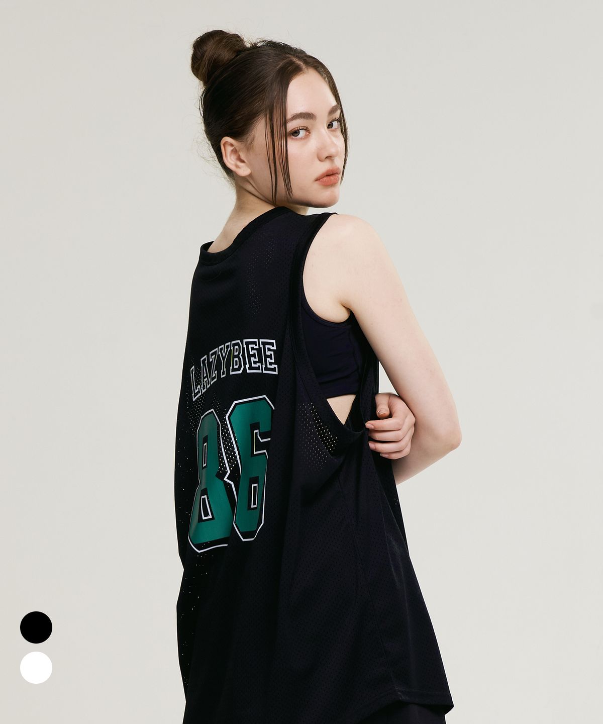 레이지비(LAZYBEE) 머슬 매쉬 저지 오버핏 탱크탑 W (2컬러)