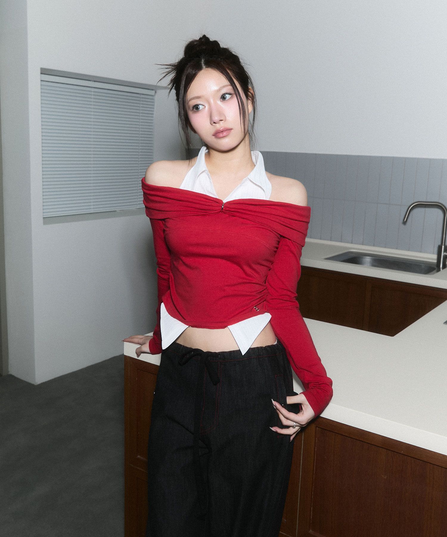「CHERRYQUIRI」shirts layered off shoulder top レディース CHERRYQUIRI】shirts layered off shoulder top | OUR BRAND