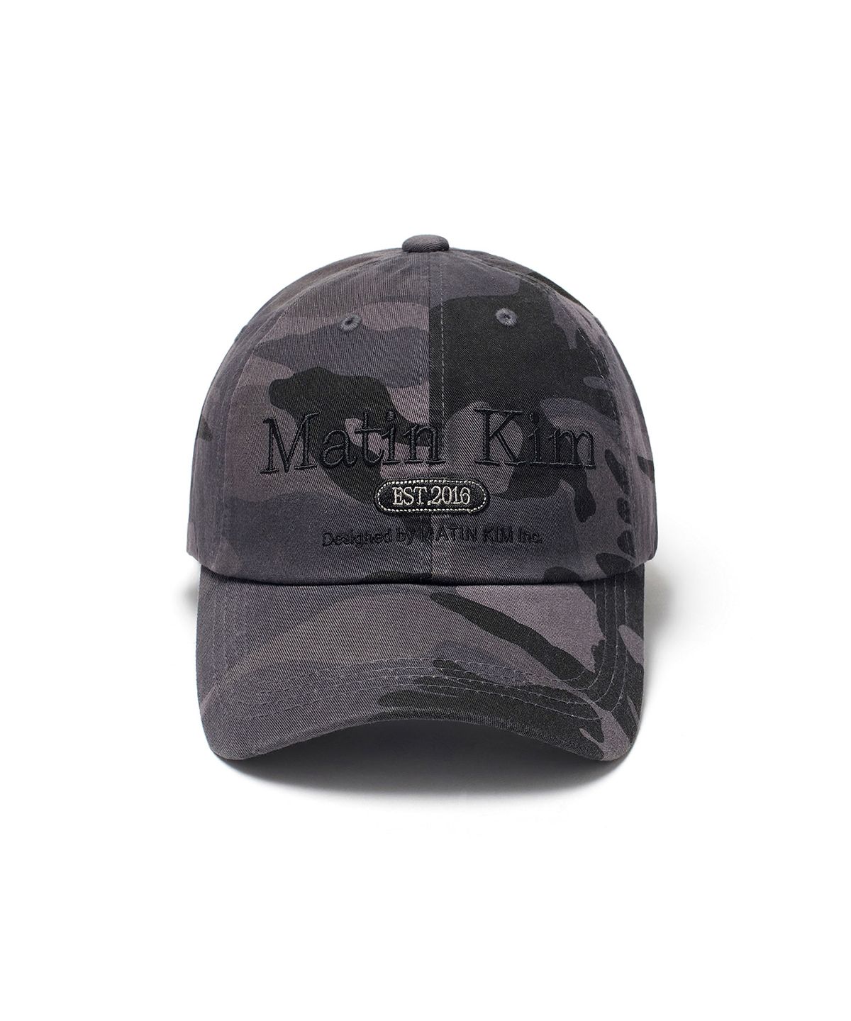 마뗑킴(MATIN KIM) CAMOUFLAGE LOGO BALL CAP IN CHARCOAL