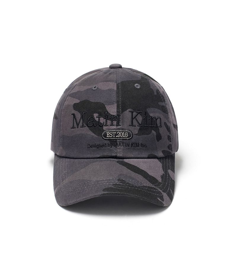 CAMOUFLAGE LOGO BALL CAP IN CHARCOAL