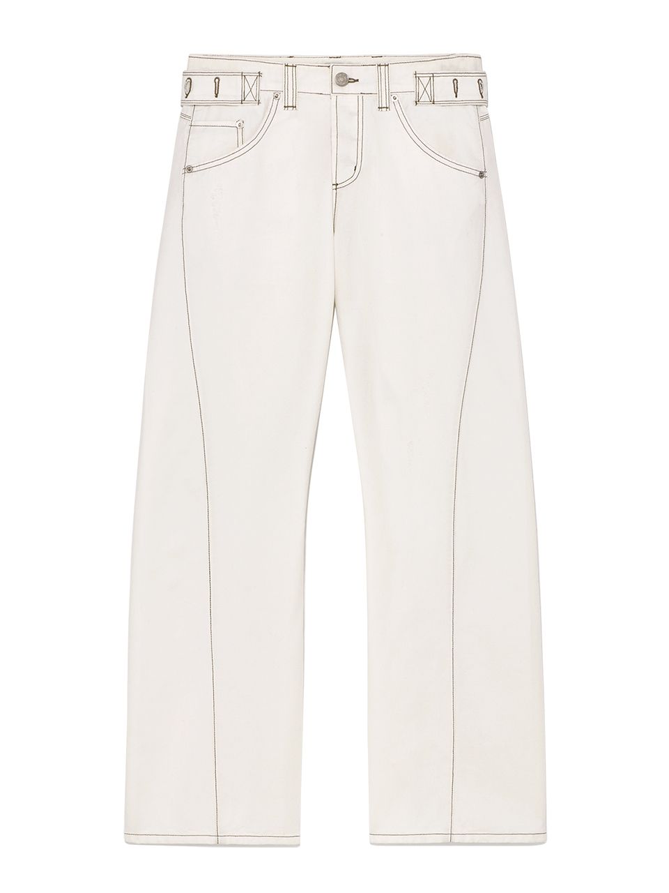 MUSINSA公式 | MATIN KIM WAIST BUCKLE CURVED TWILL DENIM