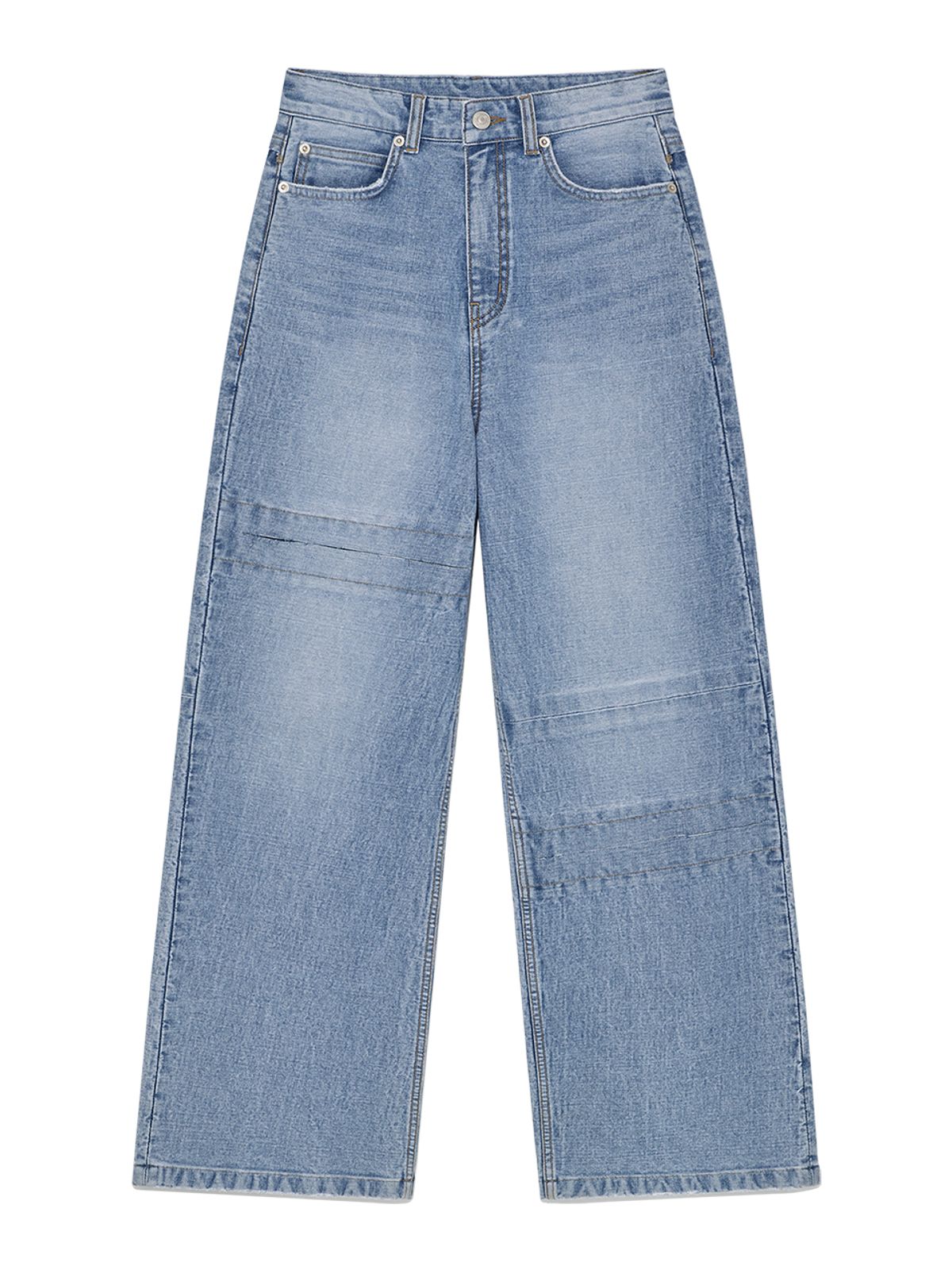 마뗑킴(MATIN KIM) UNBALANCE CUT POINT DENIM PANTS IN BLUE