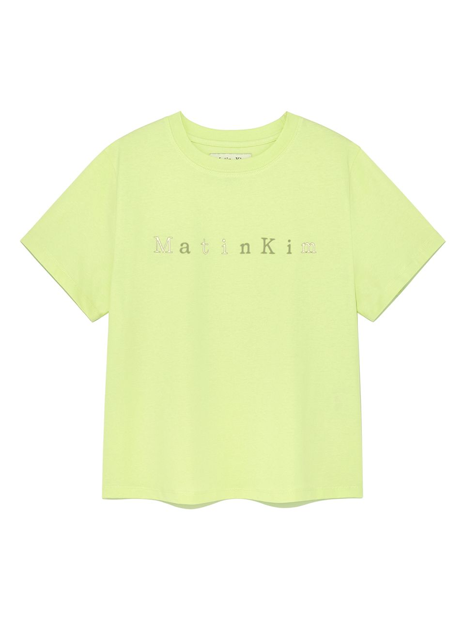 25SS★MATIN KIM ★STICKER GRAPHIC LOGO TOP MUSINSA | MATIN KIM STICKER GRAPHIC LOGO TOP IN LIME