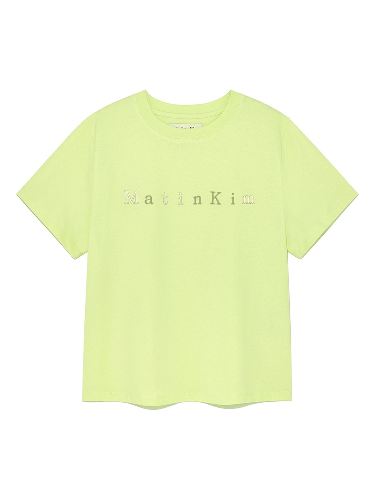 마뗑킴(MATIN KIM) STICKER GRAPHIC LOGO TOP IN LIME