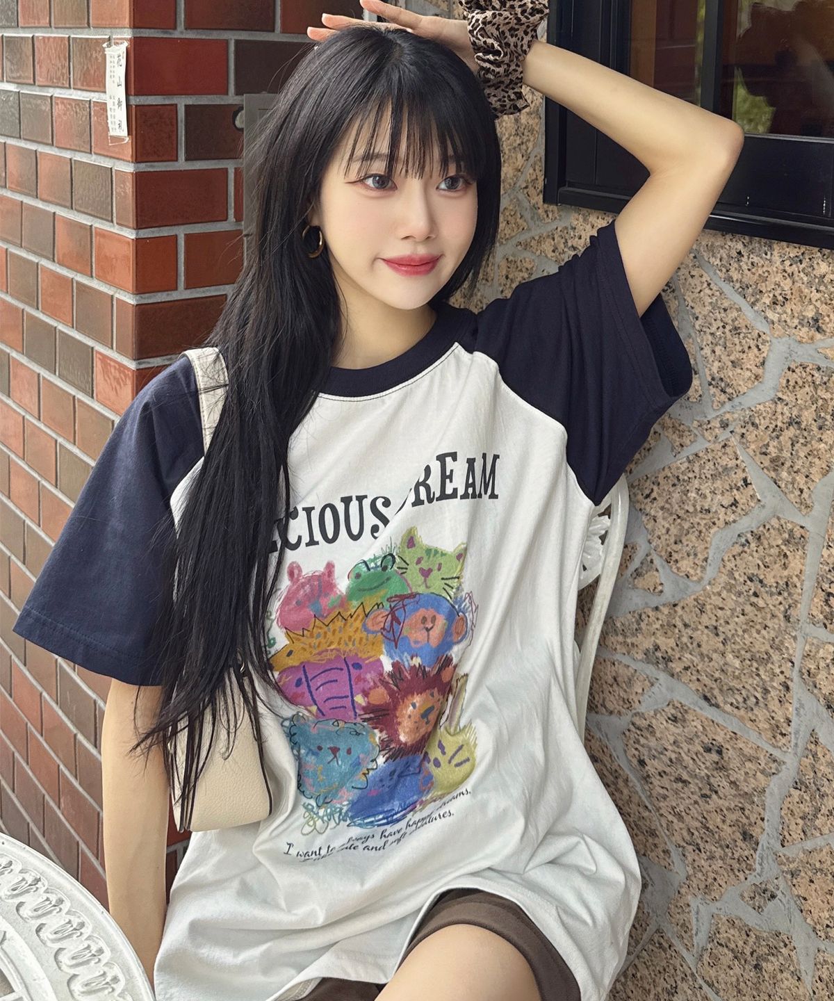 꼼파뇨(CPGN STUDIO) Precious 레글런 반팔티 네이비