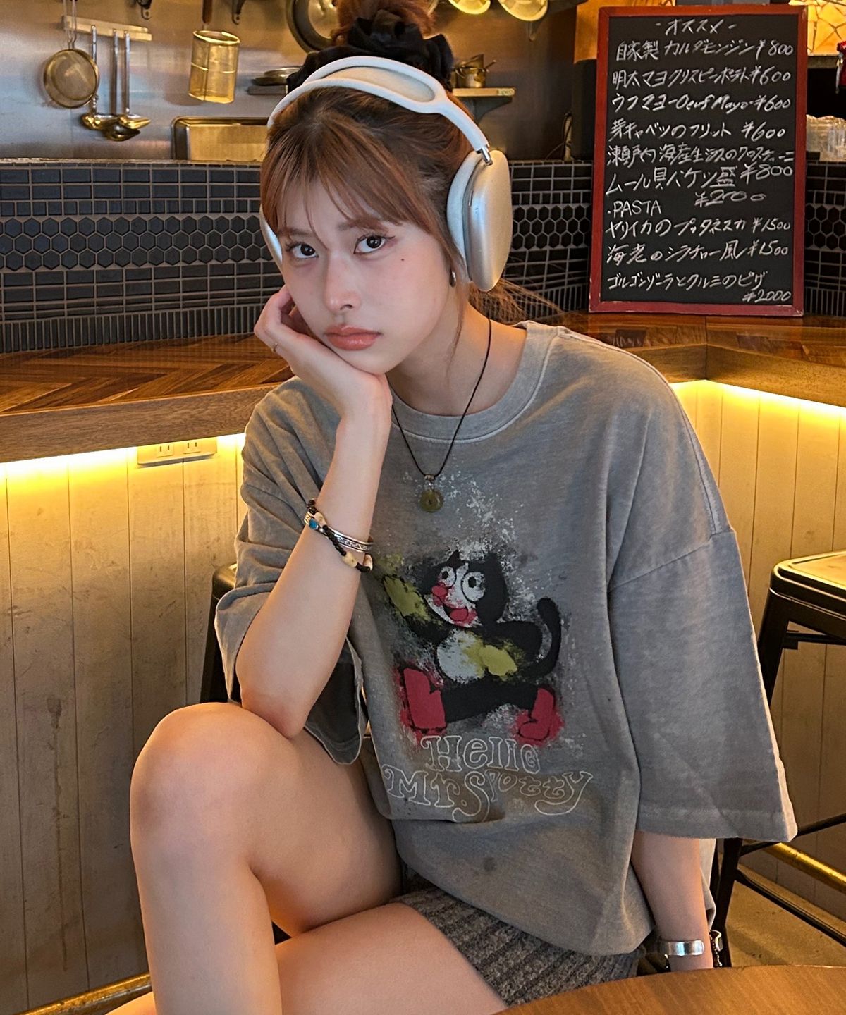 꼼파뇨(CPGN STUDIO) HELLO SPOTTY 피그먼트 반팔티 고스트그레이