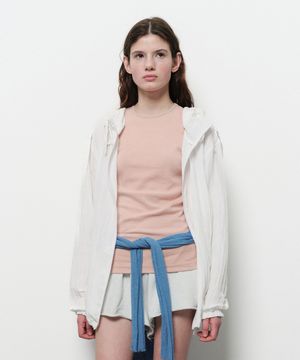 CREASE HOODIE ZIP UP (white)