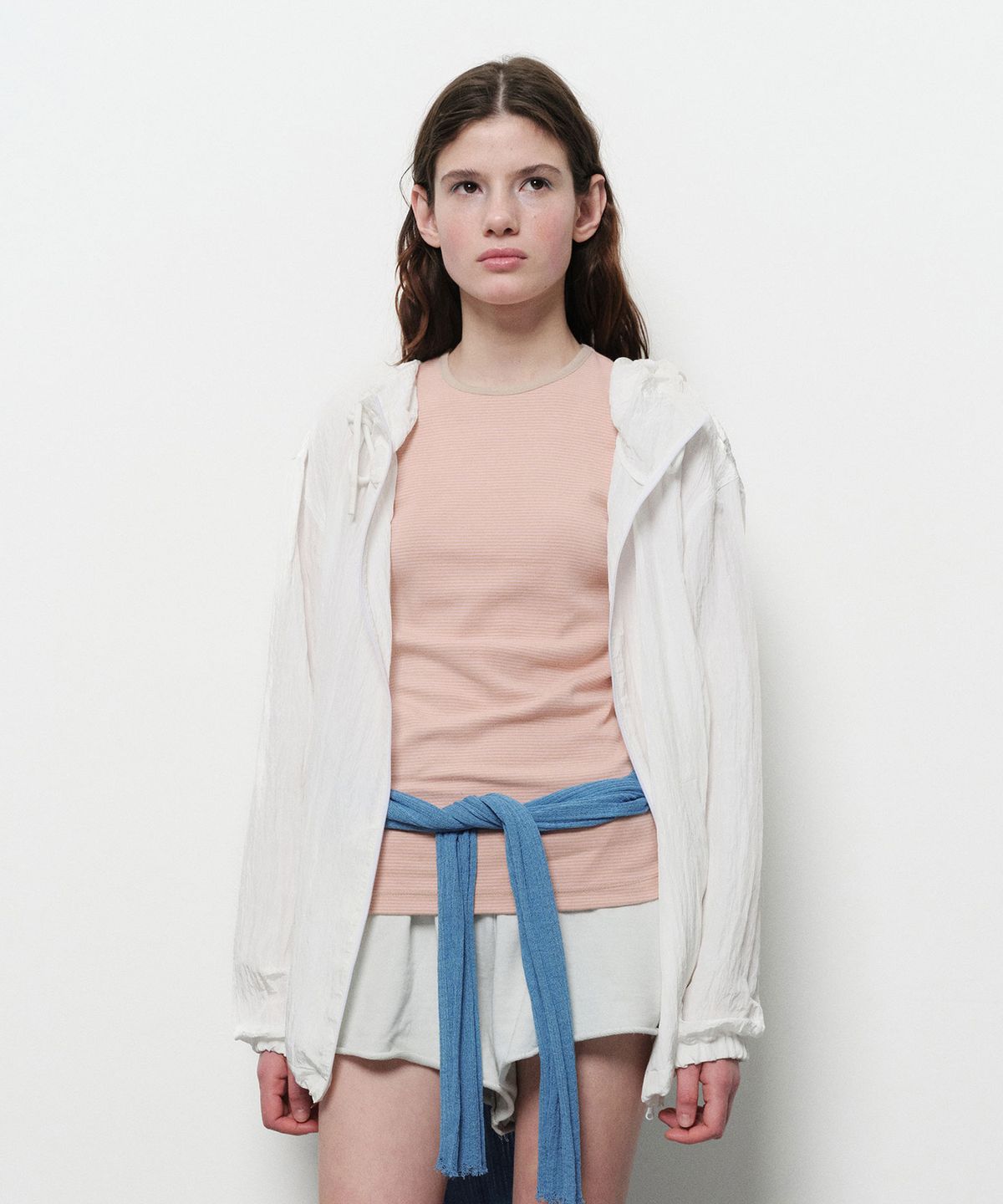 다이애그널(DIAGONAL) CREASE HOODIE ZIP UP (white)
