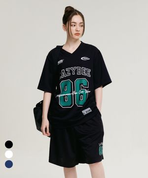 [SET] 럭비 져지 티셔츠 오버핏 반팔 + 버뮤다 팬츠 반바지 W (3컬러)