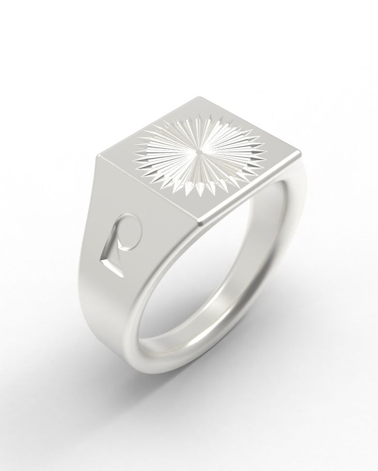 SIG  RADIAL RAISED SQUARE RING  [925 STERLING SILVER]  시그넷링 반지