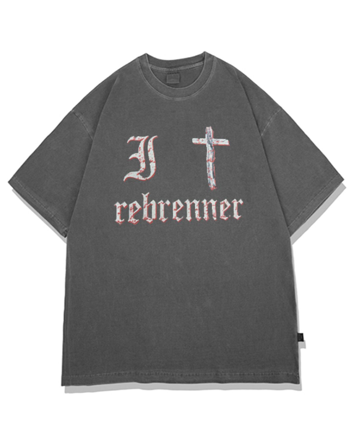 리브레너(REBRENNER) DTG 아이알 피그먼트 오버핏 반팔티셔츠 차콜