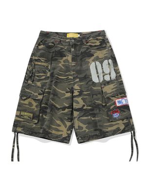 Vintage Patch Cargo Shorts(CAMO)