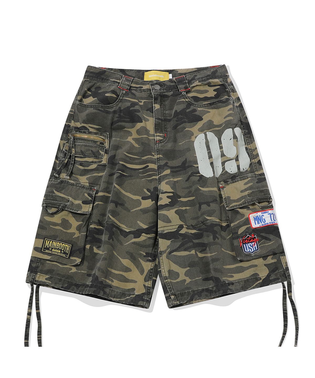 MUSINSA | MAINBOOTH Vintage Patch Cargo Shorts(CAMO)