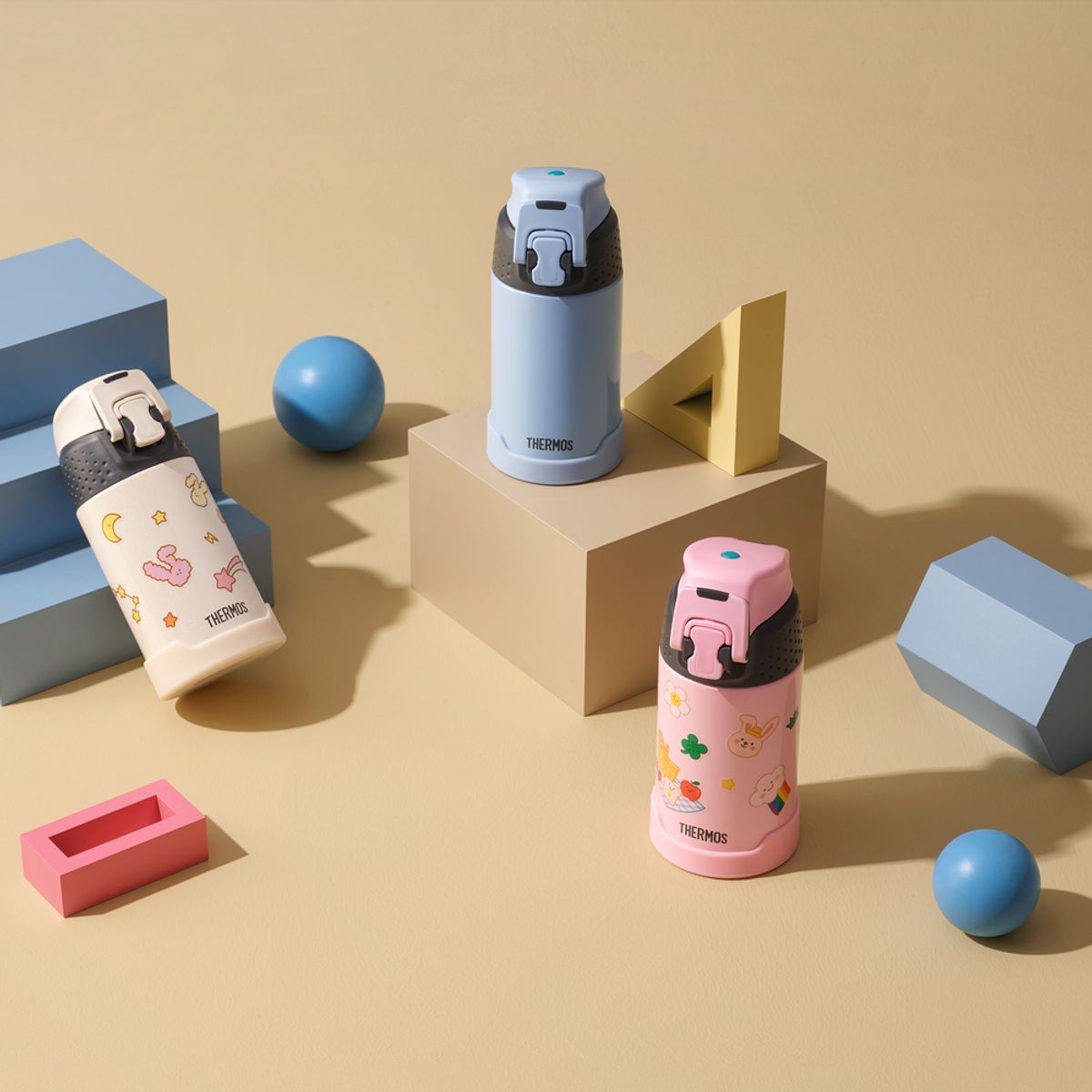 써모스(THERMOS) 보냉 텀블러 마이디자인 액티비티보틀 FJH-350K (350ml) 기본스티커포함