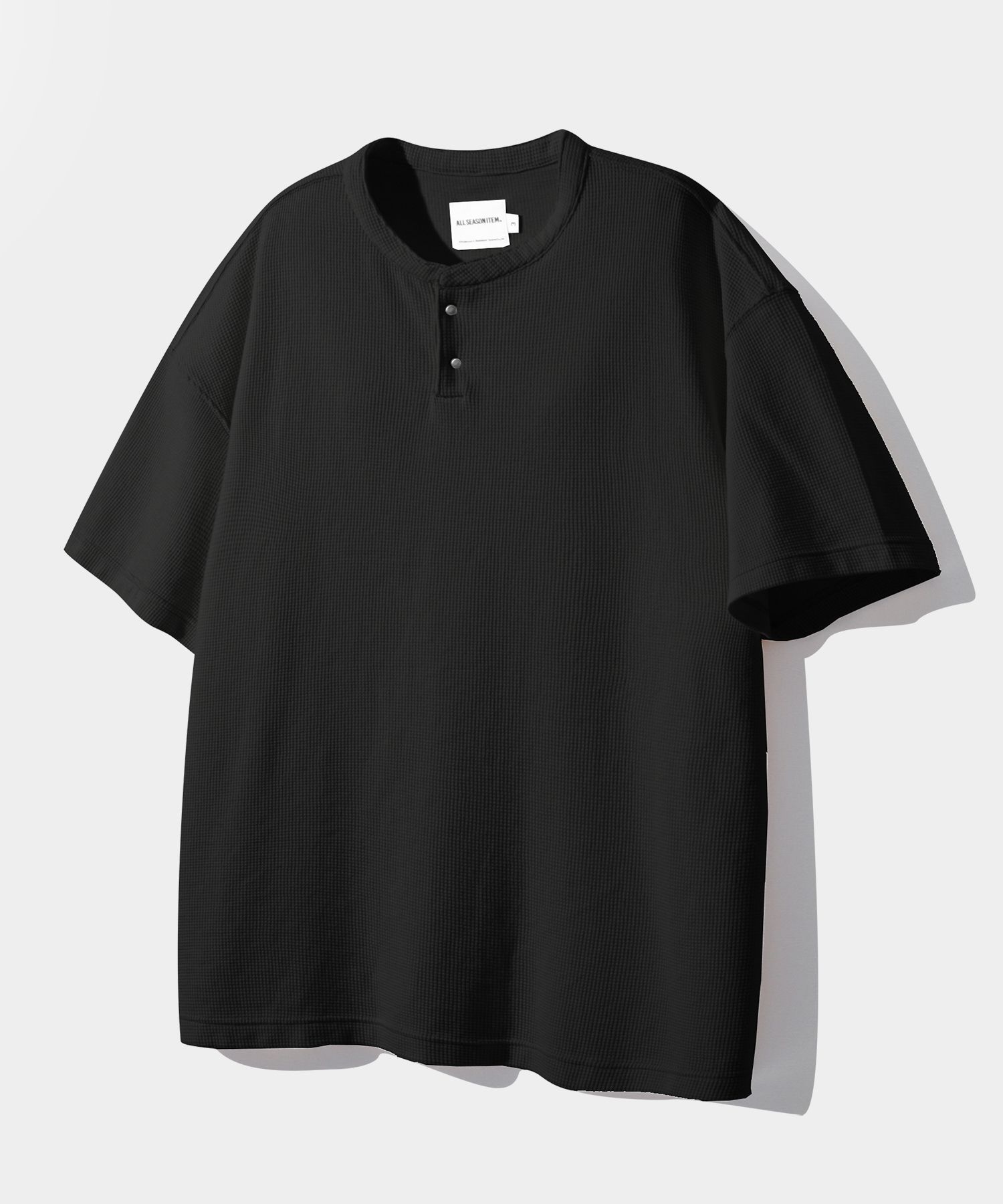 Tシャツ・カットソー DIMITRI BLACK ASI Essential Waffle Henley Neck Short Sleeve MUSINSA | DIMITRI BLACK ASI Essential Waffle Henley Neck