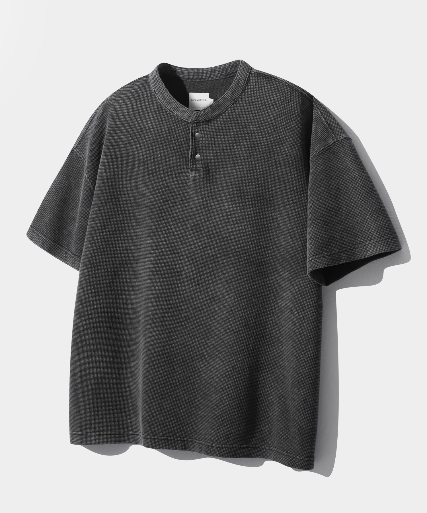 Tシャツ・カットソー DIMITRI BLACK ASI Essential Waffle Henley Neck Short Sleeve MUSINSA | DIMITRI BLACK ASI Essential Waffle Henley Neck