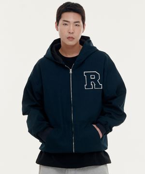 R로고 옥스포드 봄버 후드집업 - 다크그린