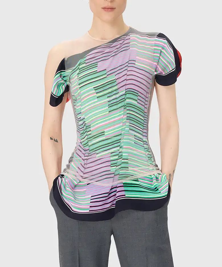 (W) 리제너레이티드 실크 스카프 레이어 탑 멀티 REGENERATED SILK SCARVES LAYER TOP MU00 MULTICOLOR