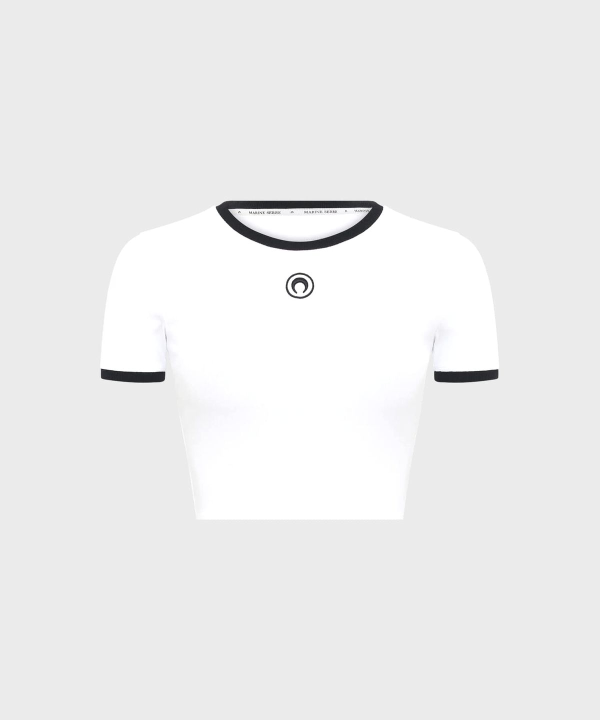 마린 세르(MARINE SERRE) (W) 문 로고 저지 크롭 탑 화이트 MOON LOGO JERSEY CROPPED TOP WH10 WHITE