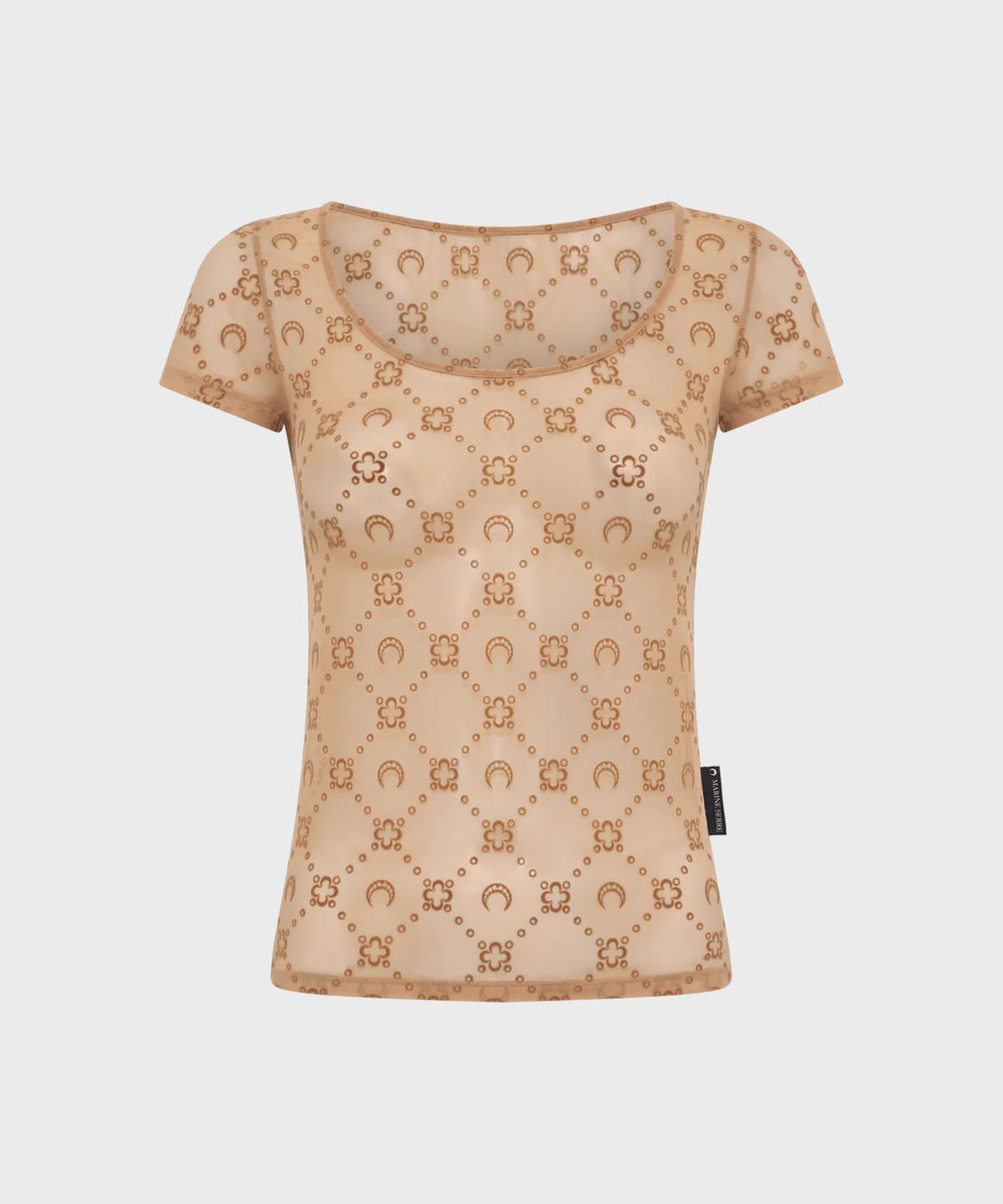 마린 세르(MARINE SERRE) (W) 리사이클드 메쉬 플록 오픈 넥 탑 카멜 RECYCLED MESH FLOCK OPEN NECK TOP BG60 CAMEL