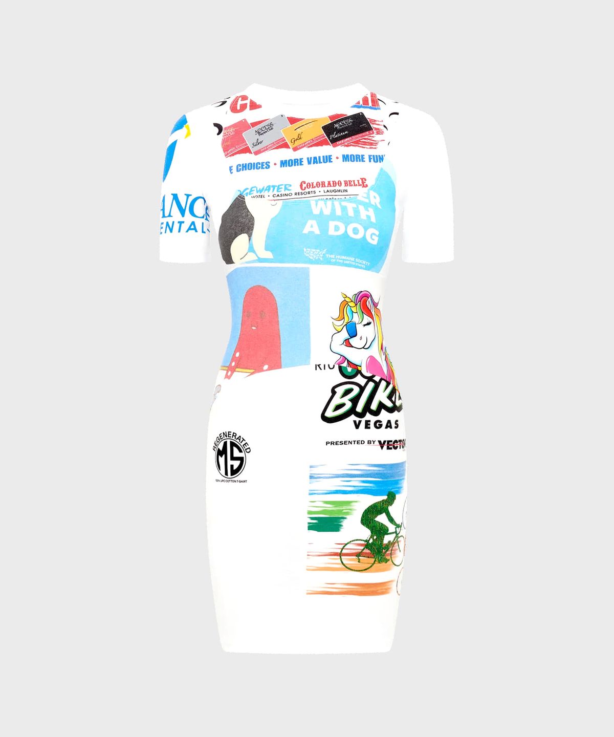 마린 세르(MARINE SERRE) (W) 리제너레이티드 그래픽 티셔츠 미니 드레스 화이트 REGENERATED GRAPHIC T-SHIRTS MINI DRESS WH10 WHITE