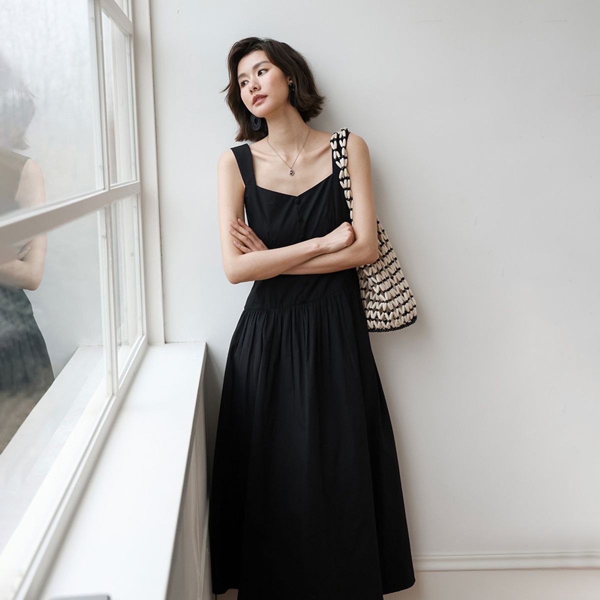 랭썬(LANGSON) LS_Slim cotton holiday dress