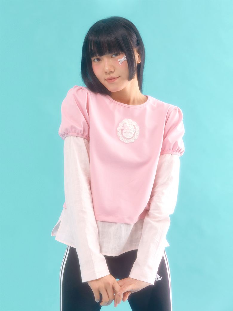 layered puff top_pink