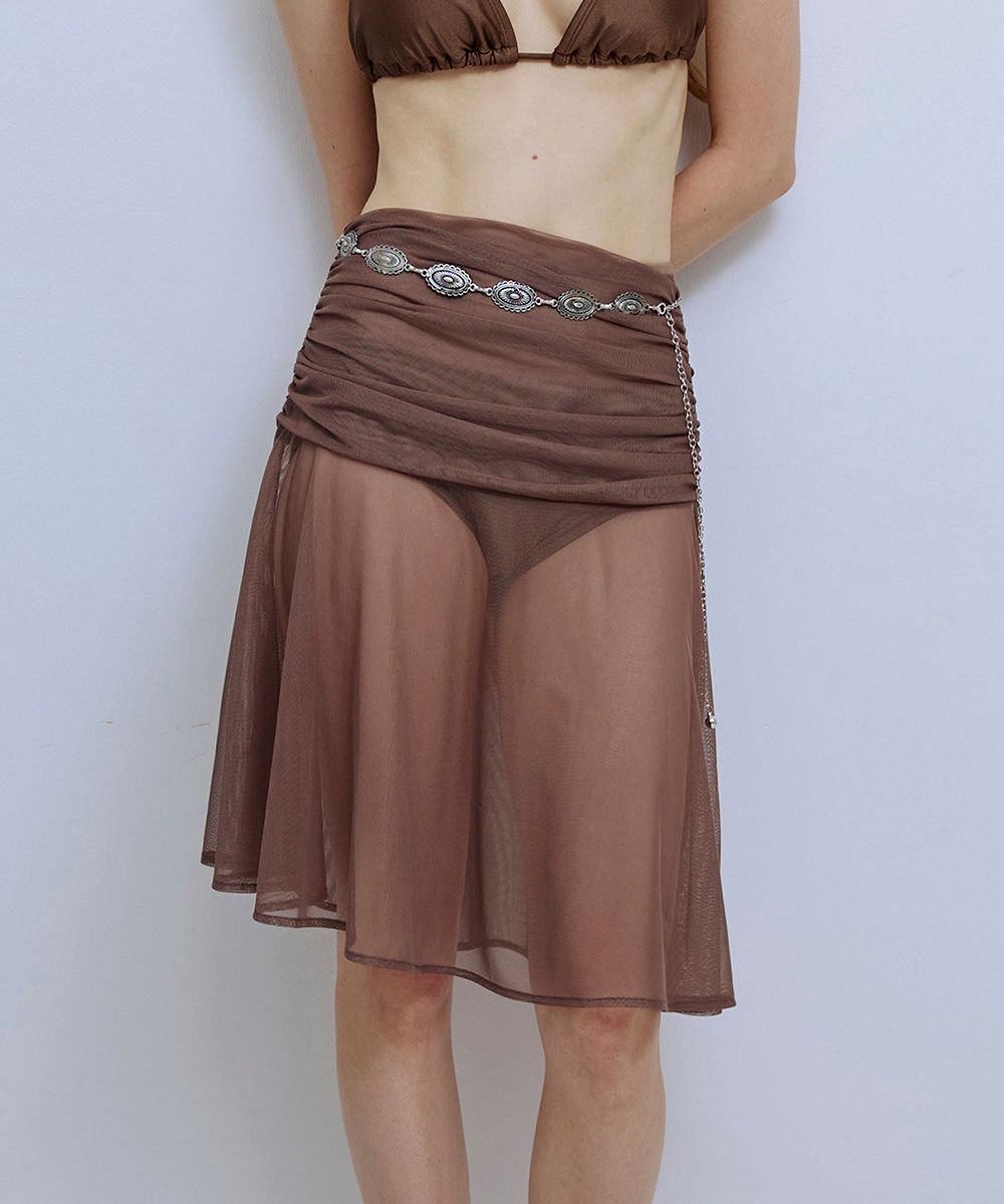 スカート PISCESS : 25SS / Solid Mesh Shirring Skirt (3colors) MUSINSA | PISCESS Solid Mesh Shirring Skirt_Brown