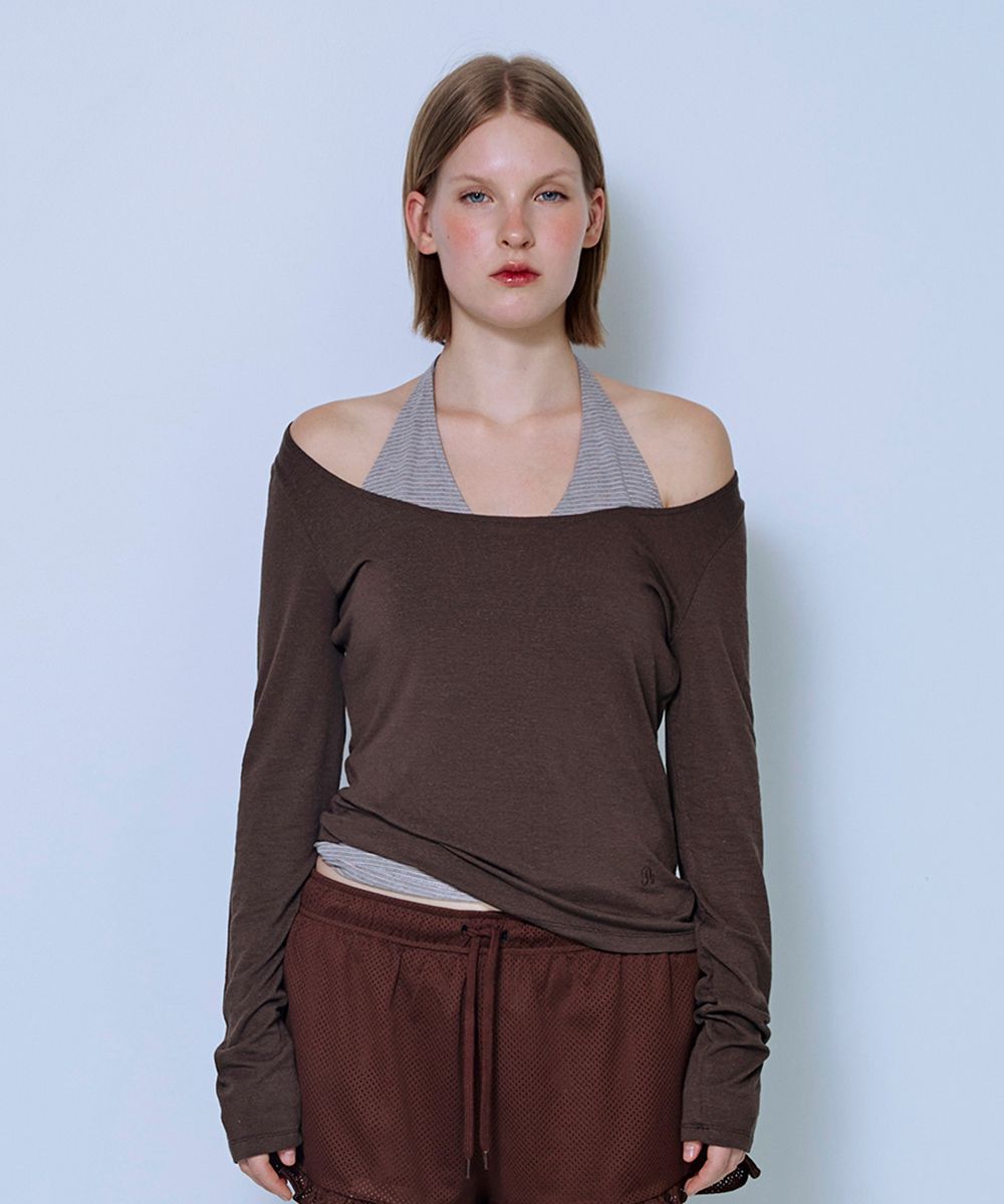 【PISCESS】[SET] Layered Halter Long Sleeve Top☆送料込 MUSINSA公式 | PISCESS [SET] Layered Halter Long Sleeve Top_Brown